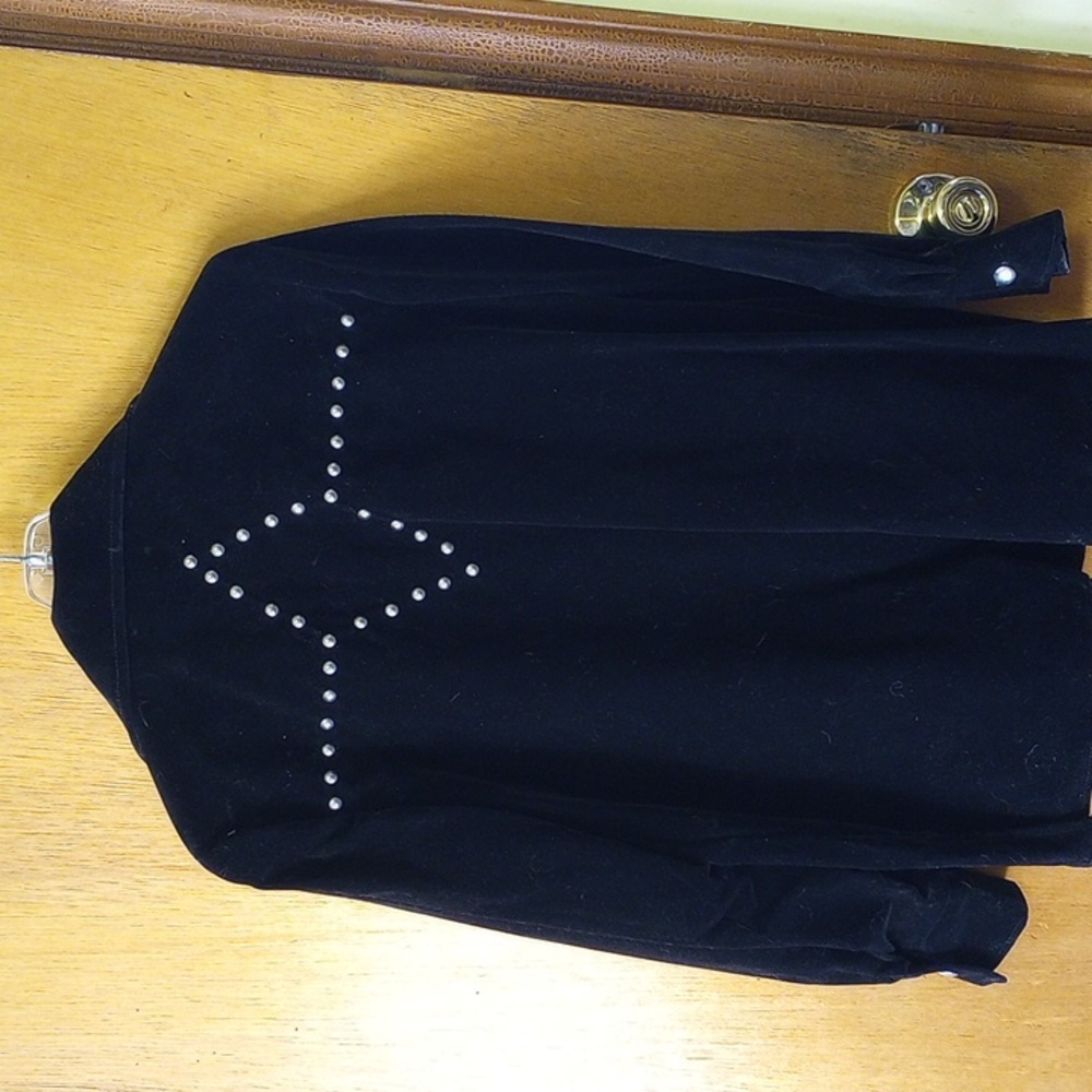 Pins & Needles Medium Black Velvet Jacket with Silver Studs - Picture 3 of 5